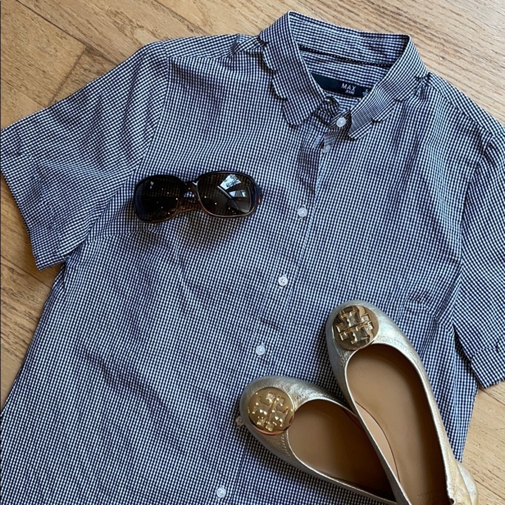 Max Jeans gingham button down shirt women’s size small